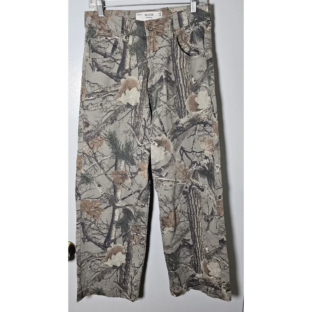 Hollister Super Baggy Camo Jeans Wide Leg Streetwear Skate Men Sz 29x30Fit 29x29